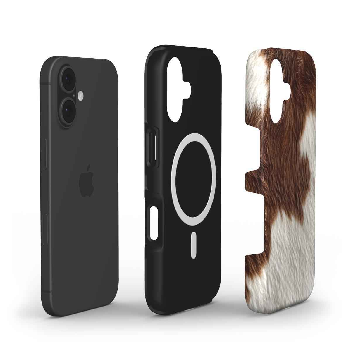 Donker Roodbonte Koeienprint MagSafe iPhone Hoesje – Tough Case