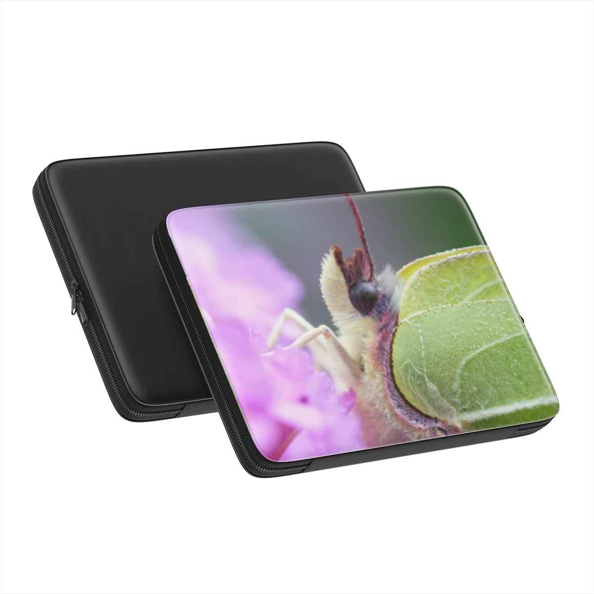 Citroenvlinder laptopsleeve met metalen ritssluiting