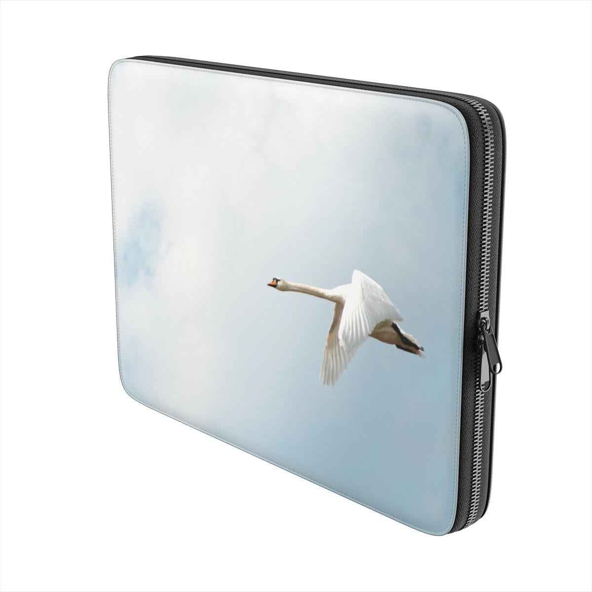Laptop sleeve met elegant zwanenmotief – achteraanzicht