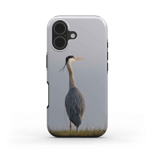 Blauwe Reiger MagSafe Tough Case voor iPhone, achteraanzicht
