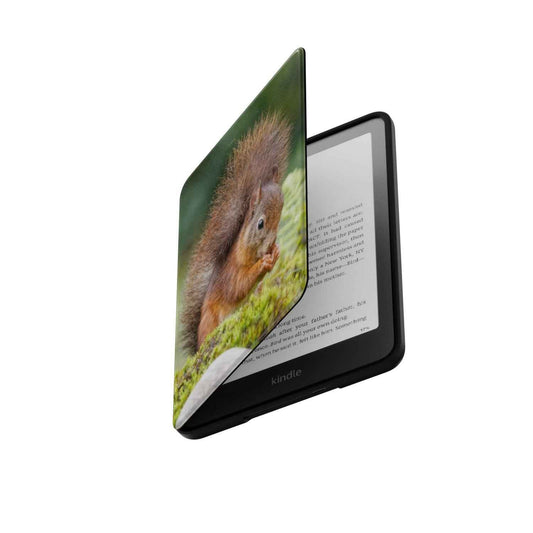 Eekhoorn Kindle folio-case vanuit schuin zijaanzicht