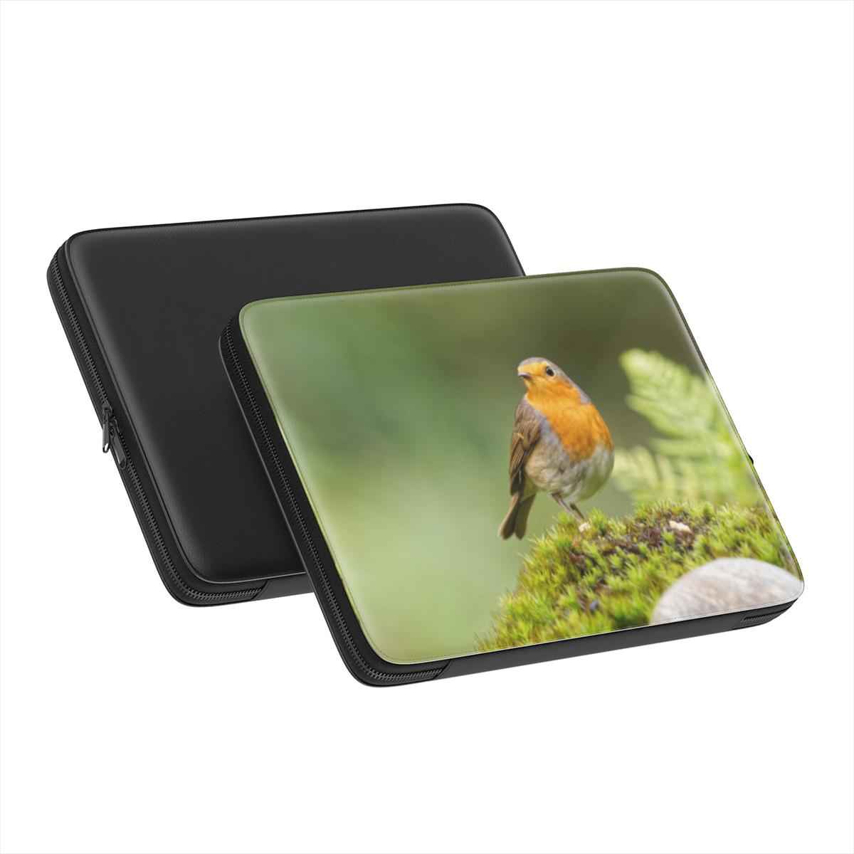 Roodborst laptopsleeve met metalen ritssluiting