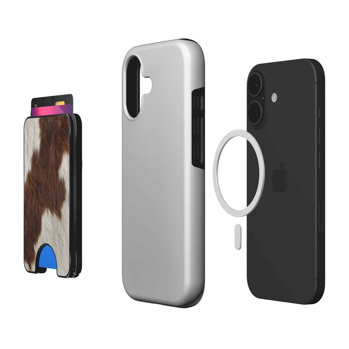 Roodbonte Koeienprint Magnetic Wallet met Standaard