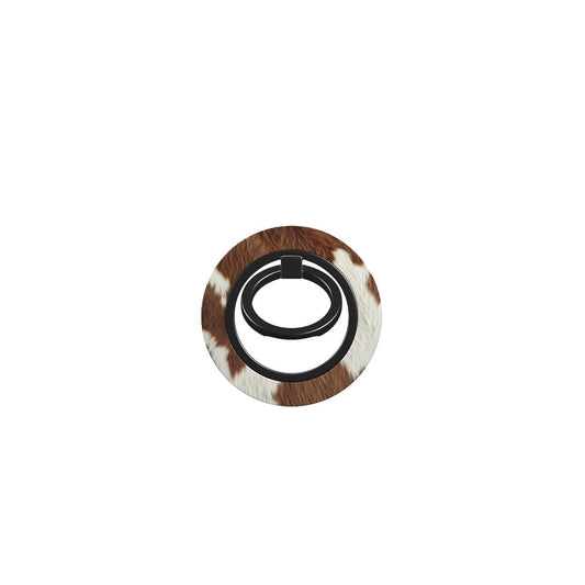 Magnetische telefoonring met roodbonte koeienprint en zwarte uitklapbare ring