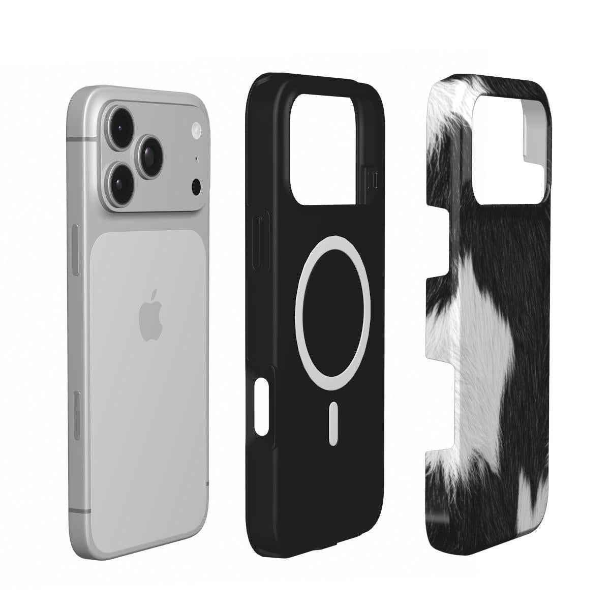 Zwart-Witte Koeienprint MagSafe iPhone Hoesje – Tough Case