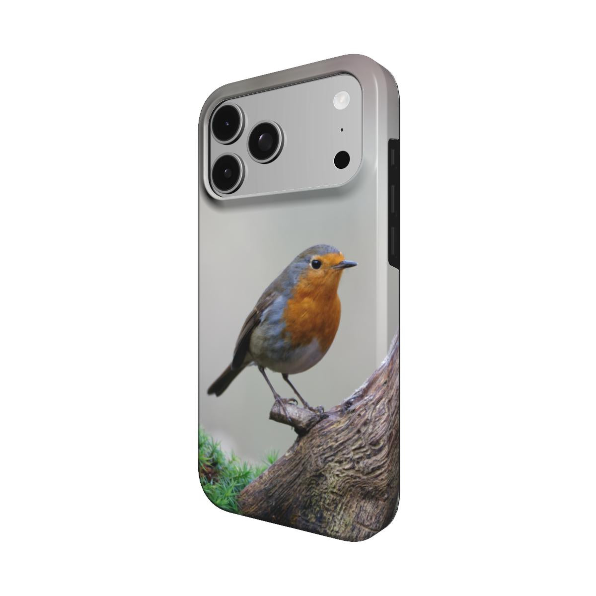 Stevig iPhone-hoesje met roodborst – zijaanzicht