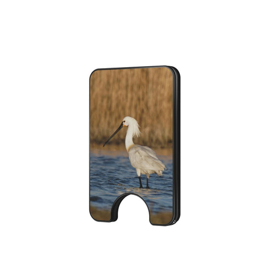 Lepelaar Magnetic Wallet met natuurfotografie van een lepelaar in ondiep water