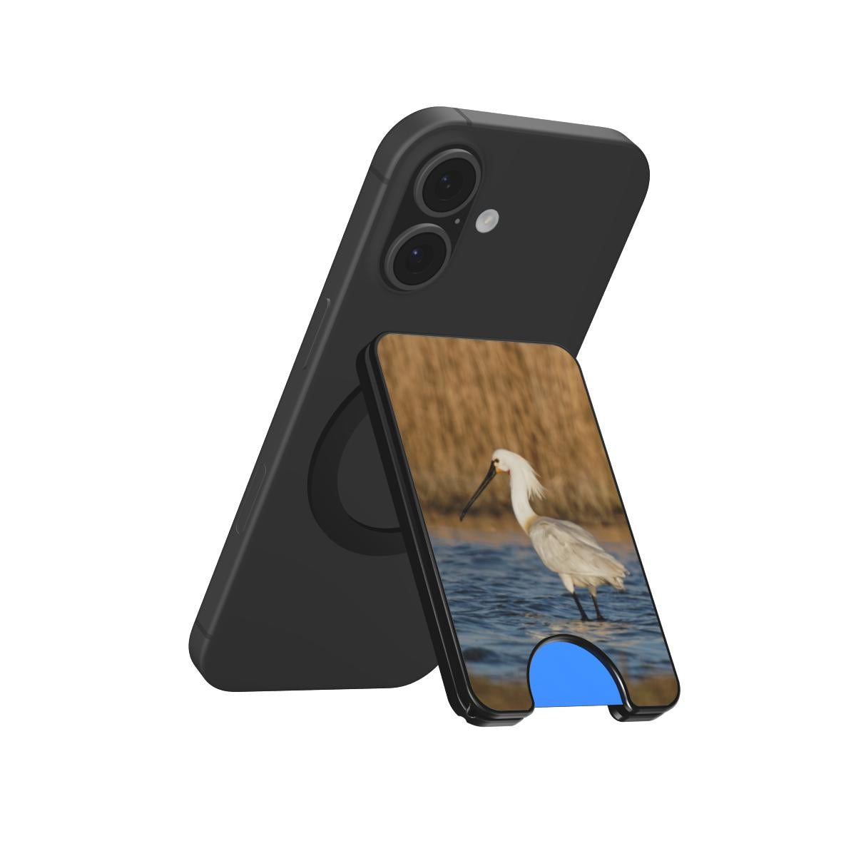Lepelaar Magnetic Wallet uitgeklapt als telefoonstandaard