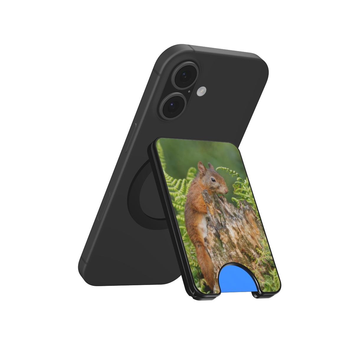 Eekhoorn tussen varens Magnetic Wallet gebruikt als telefoonstandaard