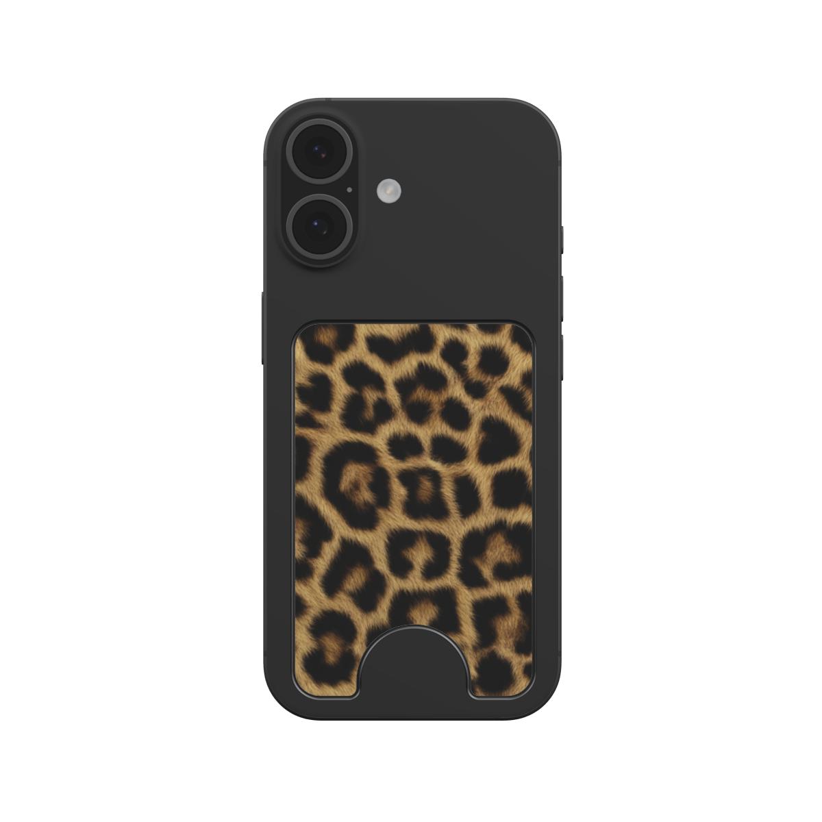 Magnetische telefoonwallet met luipaardprint voor 2 tot 3 pasjes