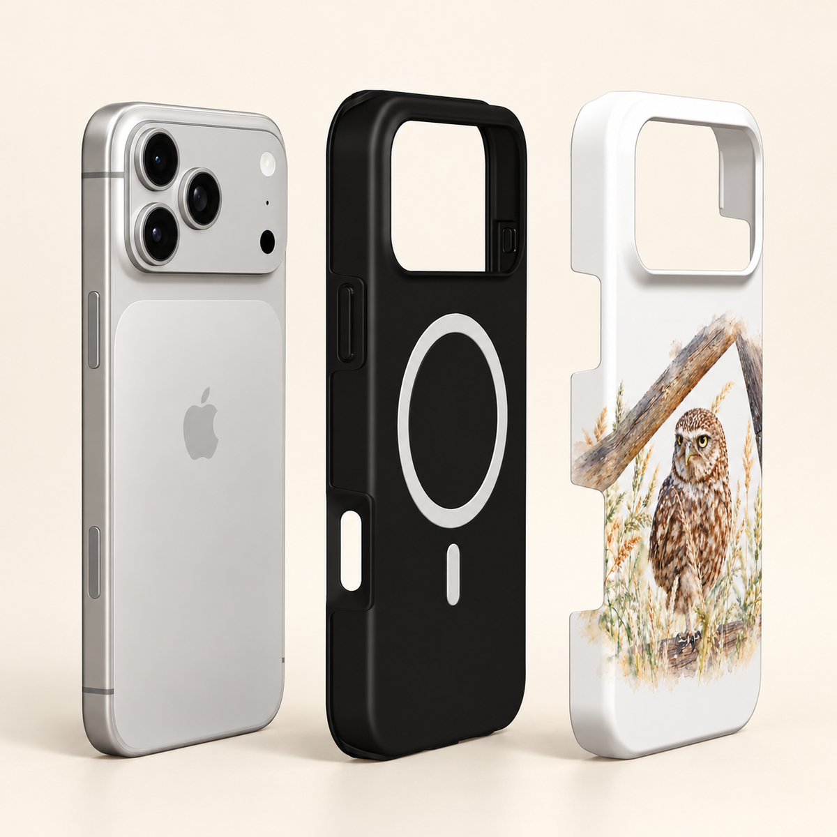 Steenuil MagSafe Tough Case voor iPhone – Aquarel