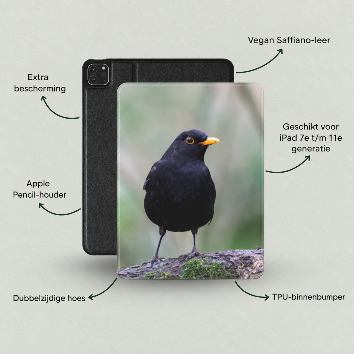 Merel iPad Hoes: Bescherming met Natuurlijke Schoonheid
