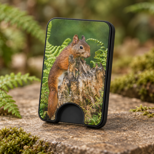 Eekhoorn tussen Varens Portemonnee: Unieke Magnetische Wallet met Standaard