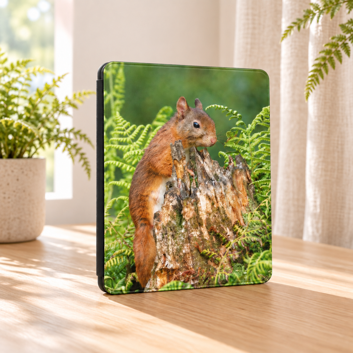 Eekhoorn tussen Varens iPad Case met Apple Pencil-houder