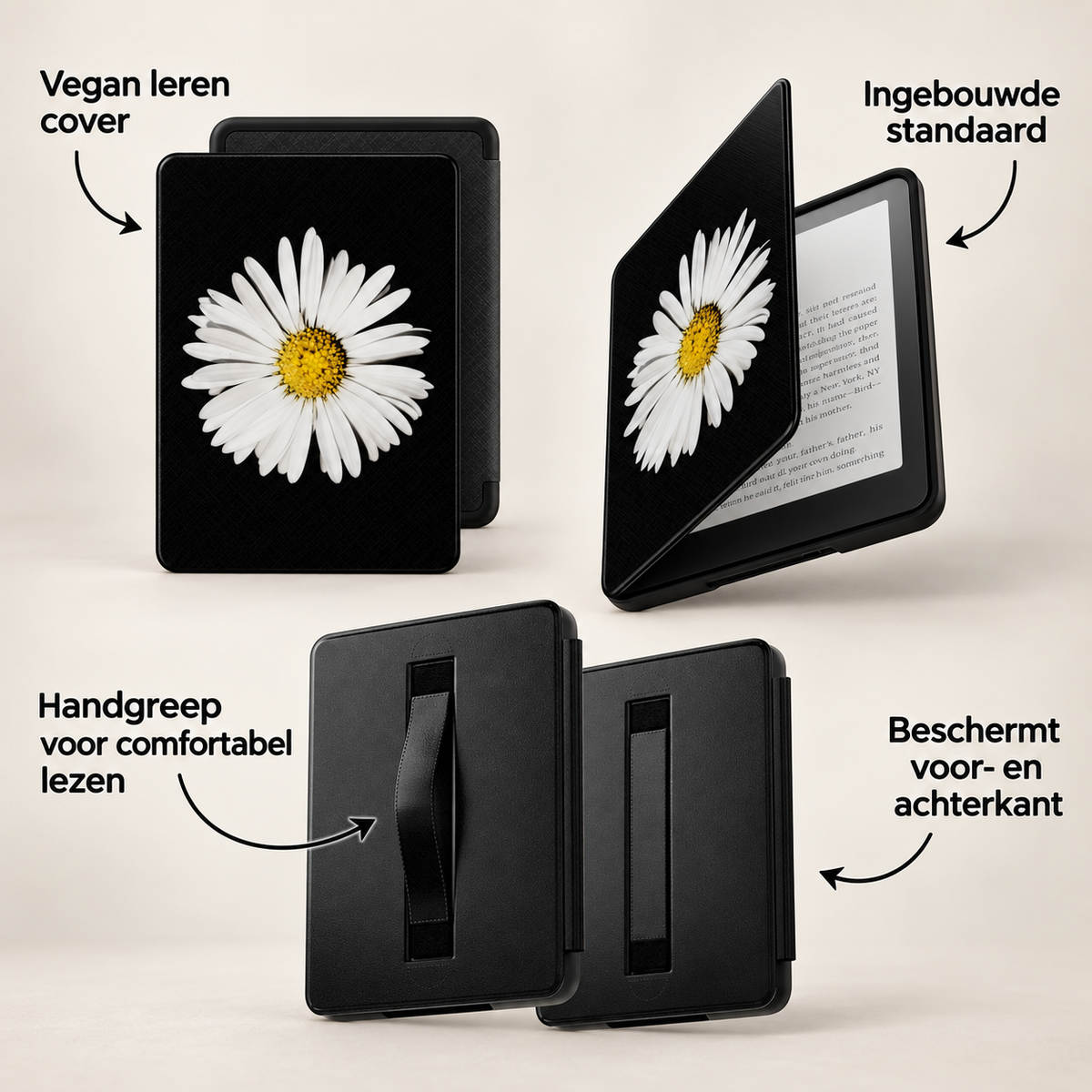 Overzicht van de functies van de Kindle Paperwhite-hoes met madeliefje