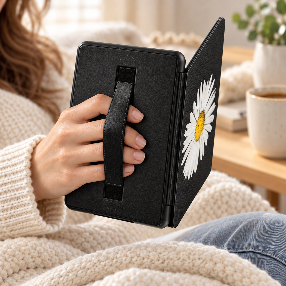 Kindle Paperwhite-hoes met madeliefje en ingebouwde handgreep